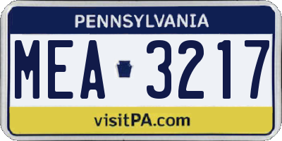 PA license plate MEA3217