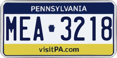 PA license plate MEA3218