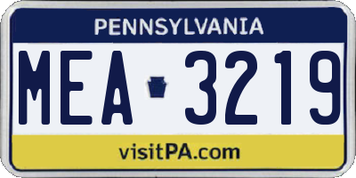 PA license plate MEA3219