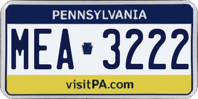 PA license plate MEA3222