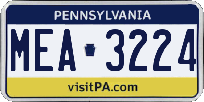 PA license plate MEA3224