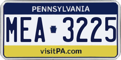 PA license plate MEA3225