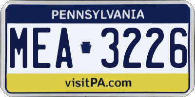 PA license plate MEA3226