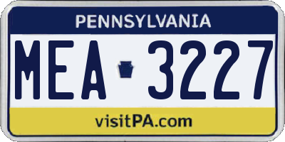 PA license plate MEA3227