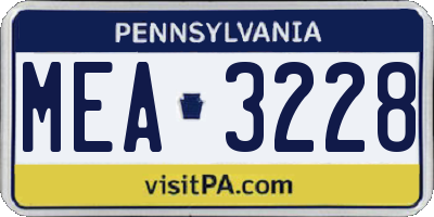 PA license plate MEA3228