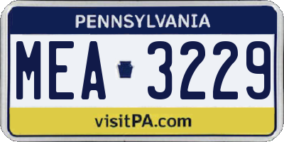 PA license plate MEA3229