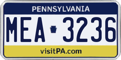PA license plate MEA3236