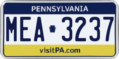 PA license plate MEA3237