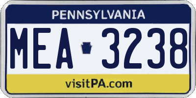 PA license plate MEA3238