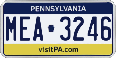 PA license plate MEA3246