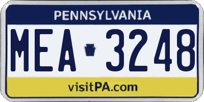 PA license plate MEA3248