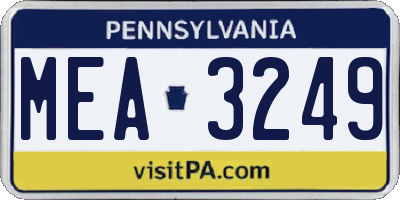 PA license plate MEA3249