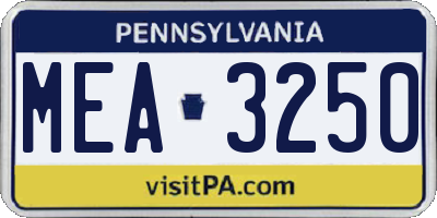 PA license plate MEA3250