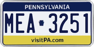 PA license plate MEA3251