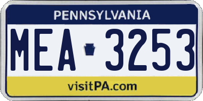 PA license plate MEA3253