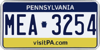 PA license plate MEA3254