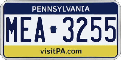 PA license plate MEA3255