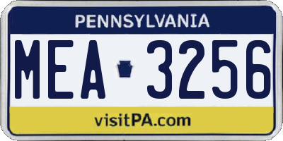 PA license plate MEA3256