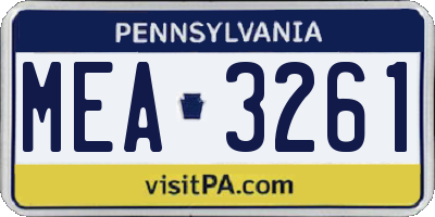 PA license plate MEA3261