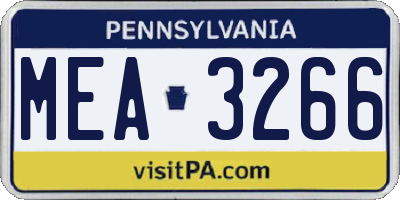 PA license plate MEA3266