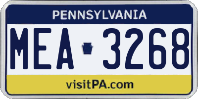 PA license plate MEA3268
