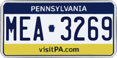 PA license plate MEA3269