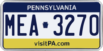 PA license plate MEA3270