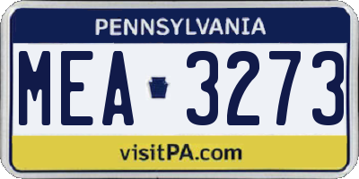 PA license plate MEA3273
