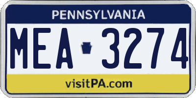 PA license plate MEA3274