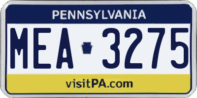 PA license plate MEA3275