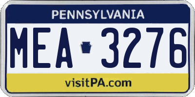 PA license plate MEA3276