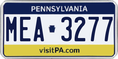 PA license plate MEA3277