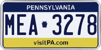 PA license plate MEA3278