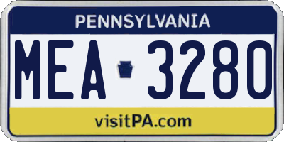PA license plate MEA3280