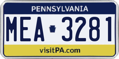 PA license plate MEA3281
