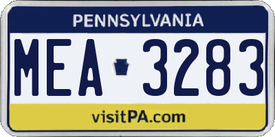 PA license plate MEA3283