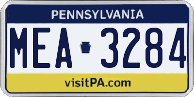 PA license plate MEA3284