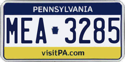 PA license plate MEA3285