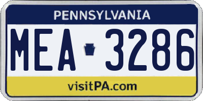 PA license plate MEA3286