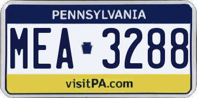 PA license plate MEA3288