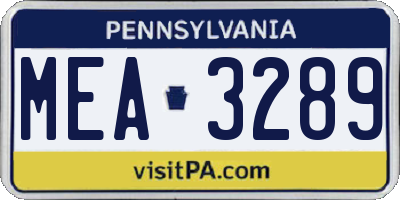 PA license plate MEA3289