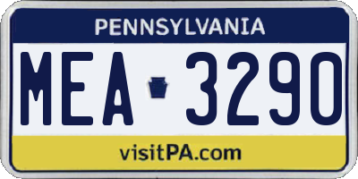 PA license plate MEA3290