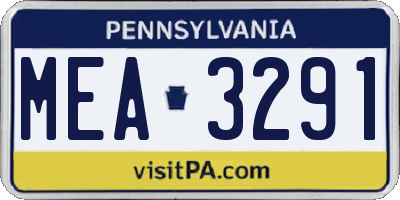 PA license plate MEA3291