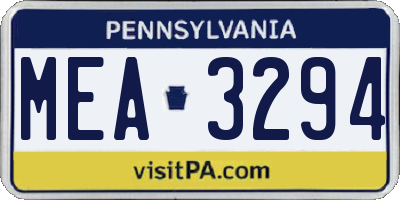 PA license plate MEA3294