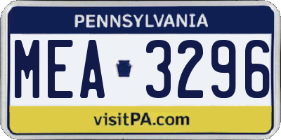 PA license plate MEA3296