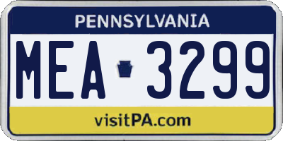 PA license plate MEA3299