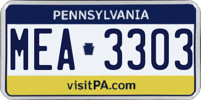 PA license plate MEA3303