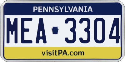 PA license plate MEA3304