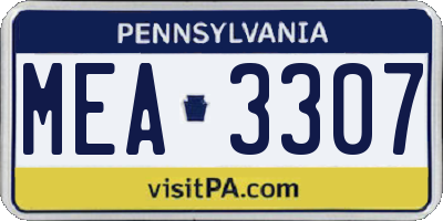 PA license plate MEA3307