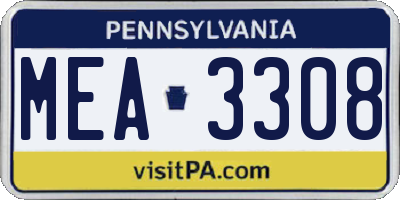 PA license plate MEA3308